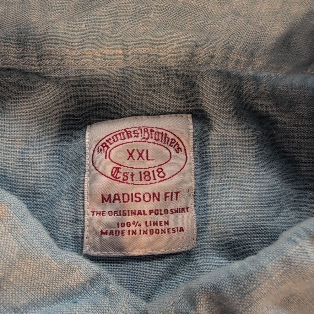 Brooks Brothers Mens XXL Madison Fit Linen Button Down Shirt Blue - Picture 3 of 8